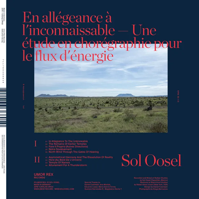 Album artwork for Sol Oosel - En allégeance à l'inconnaissable — Une étude en chorégraphie pour le flux d'énergie